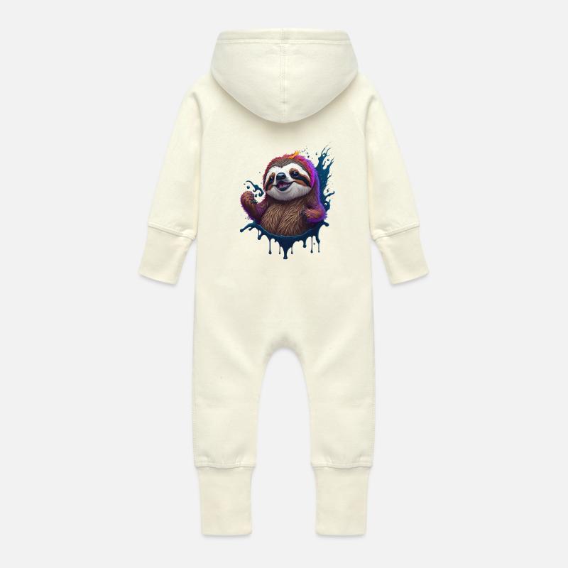 kuschel - Baby Bio Sweat Overall mit Kapuze - Vanille-Milchshake