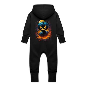 Pumpkin Man - Baby Organic Sweat Overalls With Hood - vanilla - Back