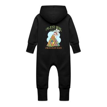 Je suis juste là pour les œufs en chocolat – Funny Easte - Grenouillère à capuche bio en molleton Bébé - vanille - Dos