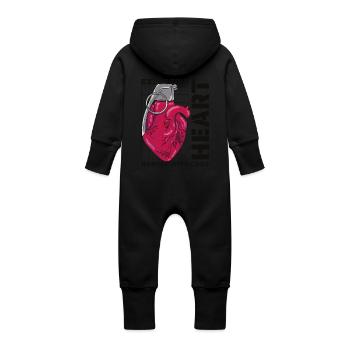 Cœur explosant - Grenouillère à capuche bio en molleton Bébé - vanille - Dos