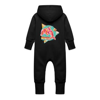 Paradise Unlimited (Low Poly Delfin) - Grenouillère à capuche bio en molleton Bébé - vanille - Dos