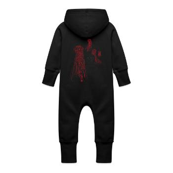 Mute cry from the sea, in black / red - Baby Organic Sweat Overalls With Hood - vanilla - Back