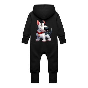 Bull Terrier 4 - Baby Organic Sweat Overalls With Hood - vanilla - Back