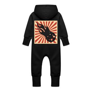 Japan Comet Asteroid Astronomy Celestial Body - Baby Organic Sweat Overalls With Hood - vanilla - Back