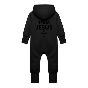 Team jesus - Baby Organic Sweat Overalls With Hood - vanilla - Back