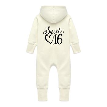 Sweet Sixteen Mignon cadeau de 16 ans - Grenouillère à capuche bio en molleton Bébé - vanille - Dos