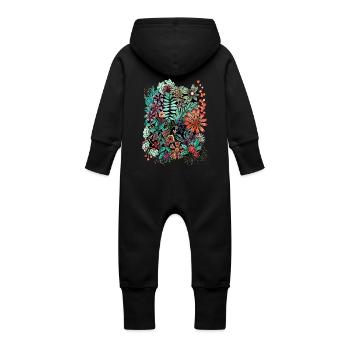 Fleurs et feuilles - Grenouillère à capuche bio en molleton Bébé -  - Dos