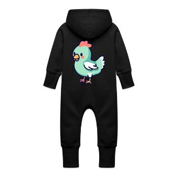 Chicken - Baby Organic Sweat Overalls With Hood - vanilla - Back