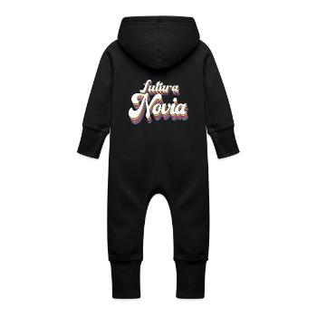 Futura Novia Girlfriend Engagement Wedding Gift - Baby Organic Sweat Overalls With Hood - vanilla - Back