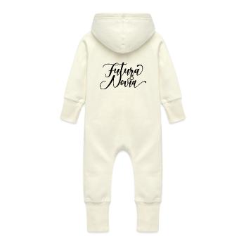 Futura Novia Girlfriend Engagement Wedding Gift - Baby Organic Sweat Overalls With Hood - vanilla - Back
