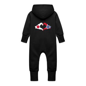Japan Norway hands heart shape - Baby Organic Sweat Overalls With Hood - vanilla - Back