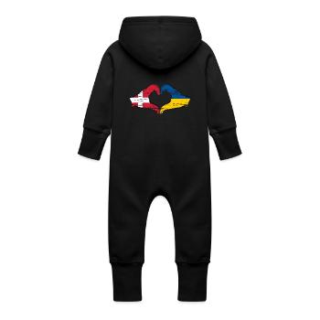 Danemark, Ukraine, drapeau, forme de coeur utilisé - Grenouillère à capuche bio en molleton Bébé - vanille - Dos