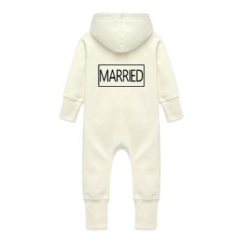 Couple marié assorti Hommes & Femmes Jour de mariage - Grenouillère à capuche bio en molleton Bébé - vanille - Dos