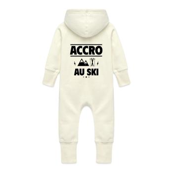 accro au ski - Grenouillère à capuche bio en molleton Bébé - vanille - Dos