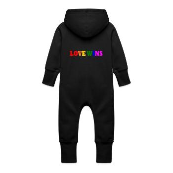 Love wins - Baby Organic Sweat Overalls With Hood - vanilla - Back