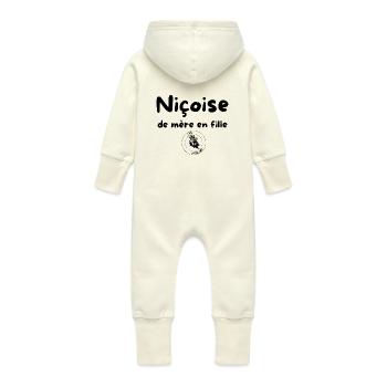 Nicoise de mere en fille noir - Grenouillère à capuche bio en molleton Bébé - vanille - Dos