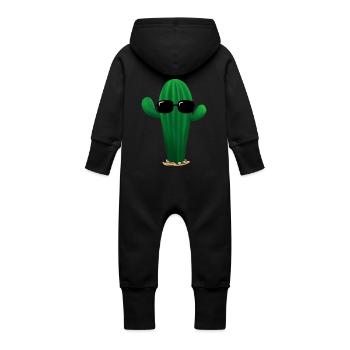 Cool Cactus - Baby Organic Sweat Overalls With Hood - vanilla - Back