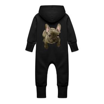 Chiot bouledogue français dans le style BD - Grenouillère à capuche bio en molleton Bébé - vanille - Dos
