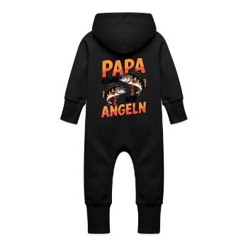 Papa komm wir angeln! Angelabenteuer mit Papa - Baby Bio Sweat Overall mit Kapuze - Vanille-Milchshake - Hinten