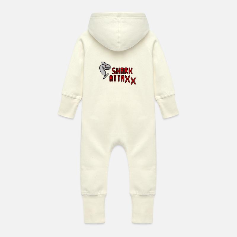 Pixel Shark - Baby Bio Sweat Overall mit Kapuze - Vanille-Milchshake