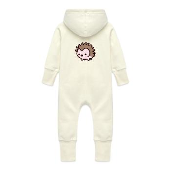 Mignon Kawaii Hedgehog Design - Grenouillère à capuche bio en molleton Bébé - vanille - Dos