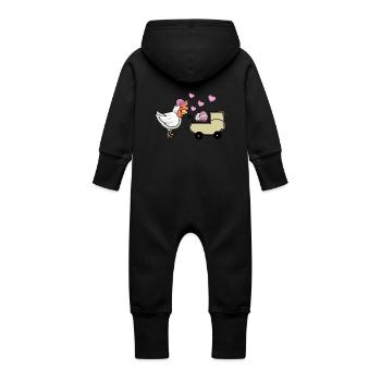 Poule, poulet, poulets, volaille, œufs de bébé - Grenouillère à capuche bio en molleton Bébé - vanille - Dos