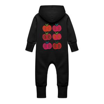Tomatoes 6 times multicoloured - Baby Organic Sweat Overalls With Hood - vanilla - Back