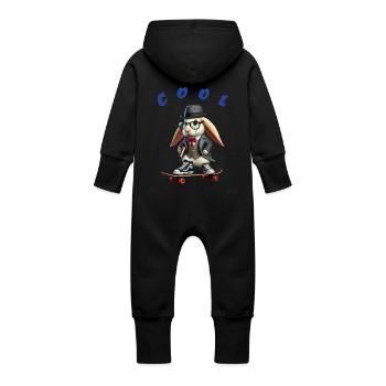 Cool rabbit - Baby Organic Sweat Overalls With Hood - vanilla - Back