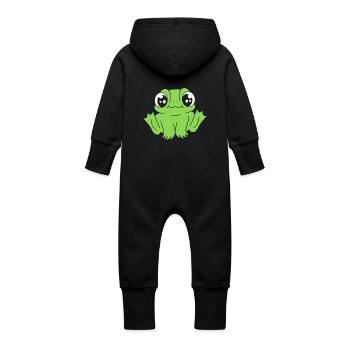 Kids Child Frog Baby Toad Frogs - Baby Organic Sweat Overalls With Hood - vanilla - Back