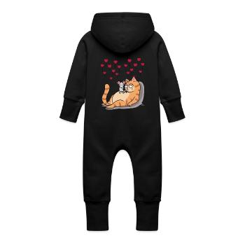 Chat Souris pour toujours Amis Amitié Cœurs - Grenouillère à capuche bio en molleton Bébé - vanille - Dos