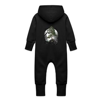 Forest Nature Nature Lover Trees Tree - Baby Organic Sweat Overalls With Hood - vanilla - Back