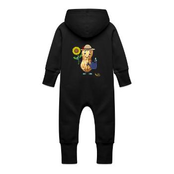 Drôle de jardinier de cacahuètes Jardin de jardinier amateur - Grenouillère à capuche bio en molleton Bébé - vanille - Dos