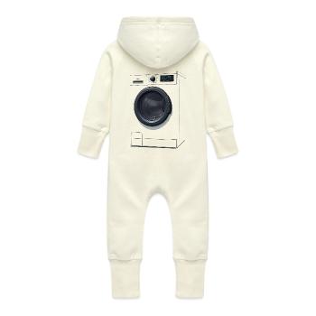 Remplacement de costume de machine à laver Carnaval - Grenouillère à capuche bio en molleton Bébé - vanille - Dos