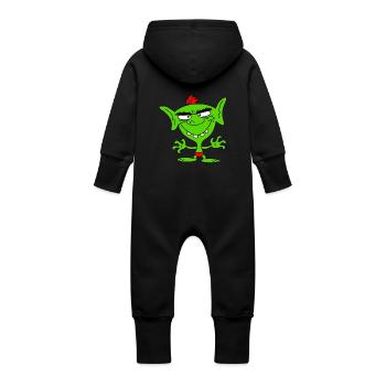 lutin vert - Grenouillère à capuche bio en molleton Bébé - vanille - Dos