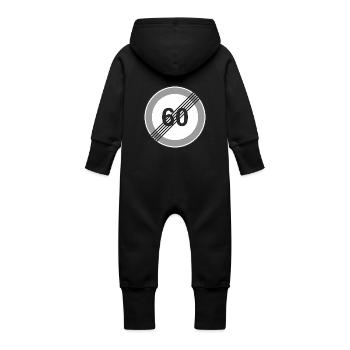 Road Sign 60 restriction - Baby Organic Sweat Overalls With Hood - vanilla - Back