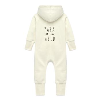 Papa ist mein Held - Baby Bio Sweat Overall mit Kapuze - Vanille-Milchshake - Hinten