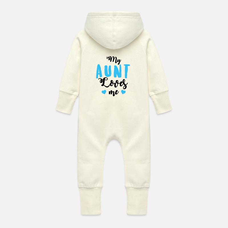 ma tante - Grenouillère à capuche bio en molleton Bébé - vanille