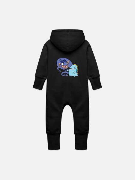 Derpy Dragons - Grenouillère à capuche bio en molleton Bébé - vanille