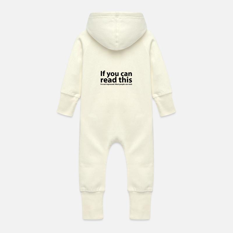 If you can read this - Grenouillère à capuche bio en molleton Bébé - vanille