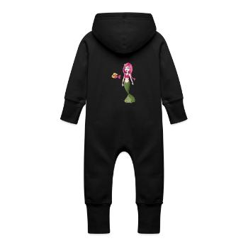 Kleine freche Meerjungfrau mit Zahnlücke und Fisch - Baby Bio Sweat Overall mit Kapuze -  - Hinten