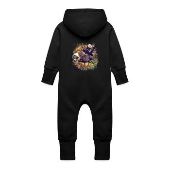Steampunk Esel - Baby Bio Sweat Overall mit Kapuze - Vanille-Milchshake - Hinten