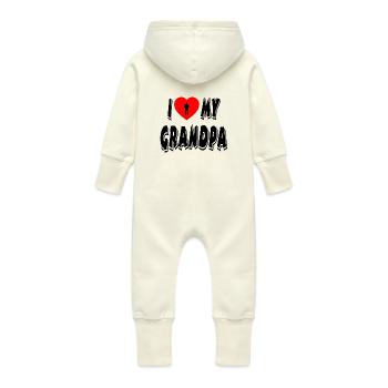 Grandfather - Baby Organic Sweat Overalls With Hood - vanilla - Back