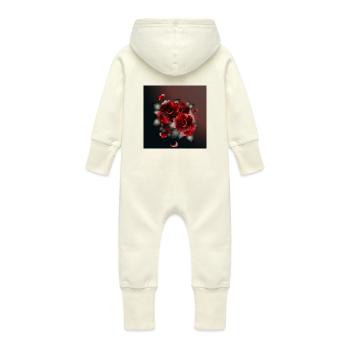 dunkles Bouquet aus roten Rosen - Baby Bio Sweat Overall mit Kapuze - Vanille-Milchshake - Hinten