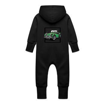 Vert Voiture classique - Grenouillère à capuche bio en molleton Bébé - vanille - Dos