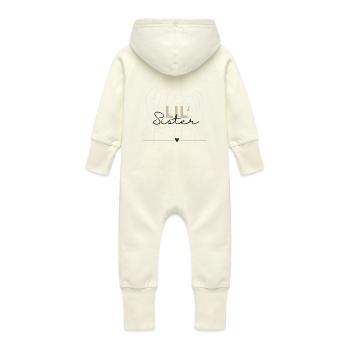 Little Sister Design - Siblings - Baby Organic Sweat Overalls With Hood - vanilla - Back