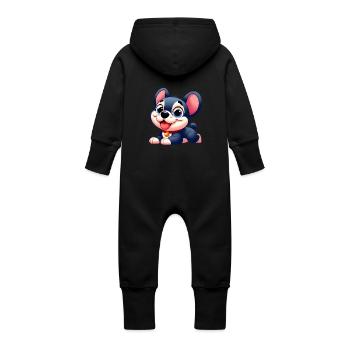 French Bulldog 7 - Baby Organic Sweat Overalls With Hood - vanilla - Back