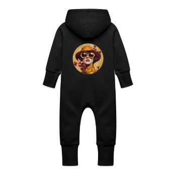 Golden Glamour: Elegance meets flower magic! - Baby Organic Sweat Overalls With Hood - vanilla - Back
