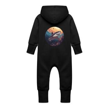 Majesty of the Seas: The King of the Deep! - Baby Organic Sweat Overalls With Hood - vanilla - Back