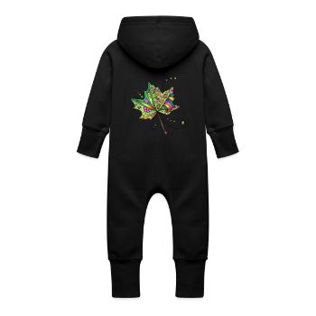 Leaf - Baby Organic Sweat Overalls With Hood - vanilla - Back