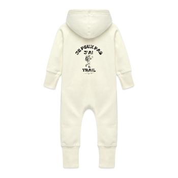 Humour | J'peux pas j'ai trail - Grenouillère à capuche bio en molleton Bébé - vanille - Dos